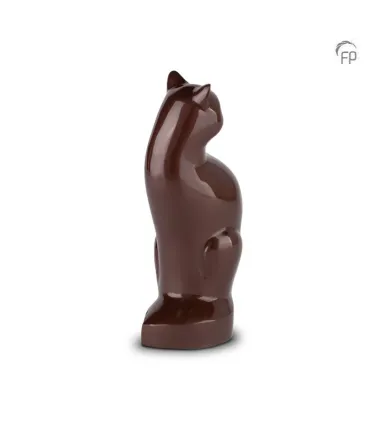 Metalen Dierenurn Kat Zittend Bruin