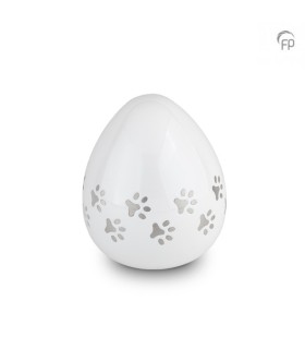 Metalen Dierenurn Coco Pootafdrukjes Wit