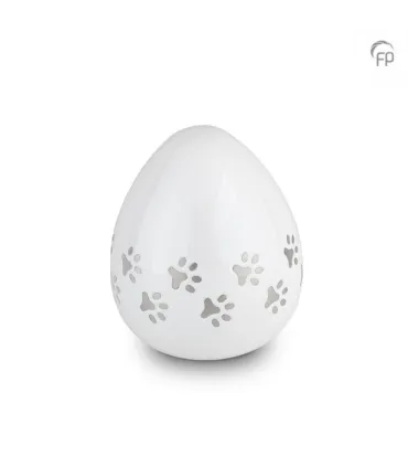 Metalen Dierenurn Coco Pootafdrukjes Wit