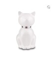 Metalen Dierenurn Nuna Kat Wit met Steentje