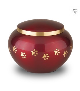 Grote Metalen Dierenurn Pootafdrukjes Rood