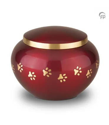 Grote Metalen Dierenurn Pootafdrukjes Rood