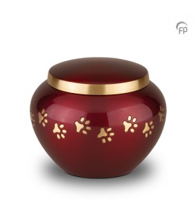 Medium Metalen Dierenurn Pootafdrukjes Rood