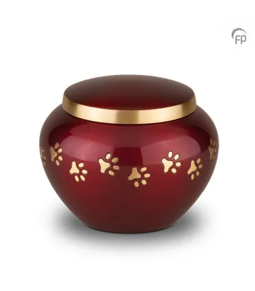 Medium Metalen Dierenurn Pootafdrukjes Rood