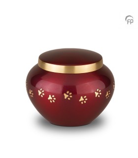 Kleine Metalen Dierenurn Pootafdrukjes Rood