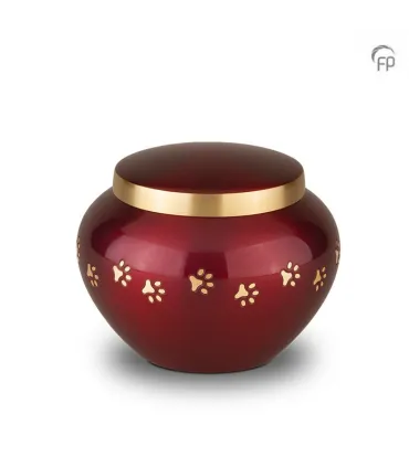 Kleine Metalen Dierenurn Pootafdrukjes Rood