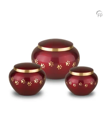 Kleine Metalen Dierenurn Pootafdrukjes Rood