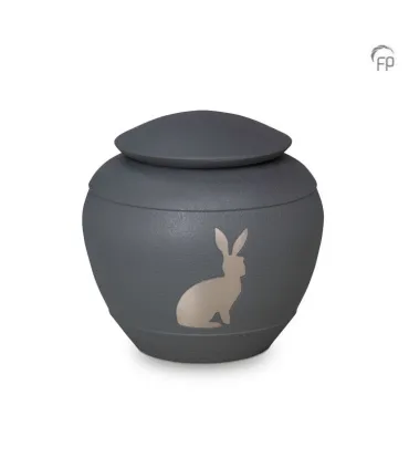 Metalen Dierenurn Konijn Silhouet Grijs