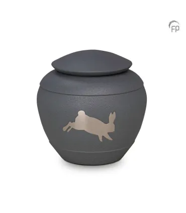 Metalen Dierenurn Konijn Silhouet Grijs