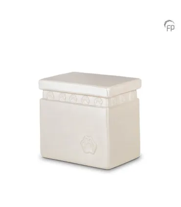 Biologische Dierenurn Wit 'Pootafdrukjes'