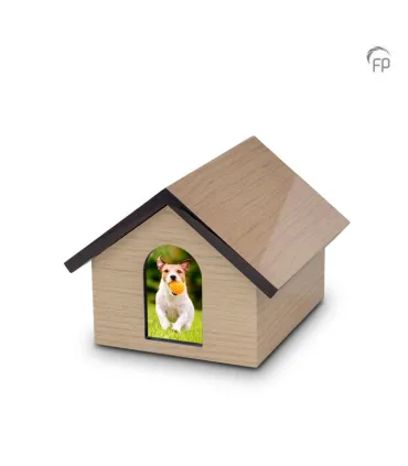 MDF Houten Dierenurn 'Memory House' Lichtbruin met Foto