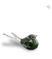Glazen Urn Bohemian Crystal Donkergroen Vogeltje