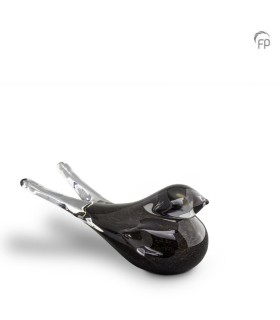 Glazen Urn Bohemian Crystal Antraciet Vogeltje