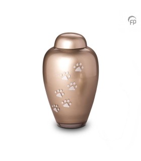 Grote Glazen Dierenurn Bohemian Crystal Pootafdrukjes Beige