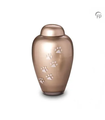 Grote Glazen Dierenurn Bohemian Crystal Pootafdrukjes Beige