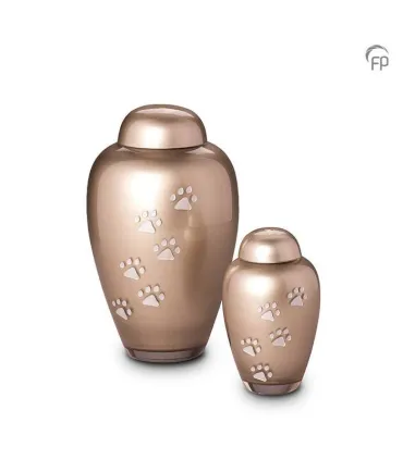 Kleine Glazen Dierenurn Bohemian Crystal Pootafdrukjes Beige