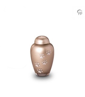 Kleine Glazen Dierenurn Bohemian Crystal Pootafdrukjes Beige