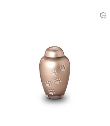 Kleine Glazen Dierenurn Bohemian Crystal Pootafdrukjes Beige