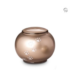 Grote Glazen Dierenurn Bohemian Crystal Rond Pootafdrukjes Beige