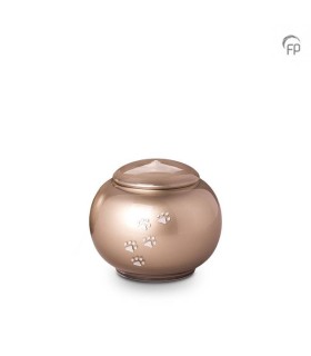 Kleine Glazen Dierenurn Bohemian Crystal Rond Pootafdrukjes Beige