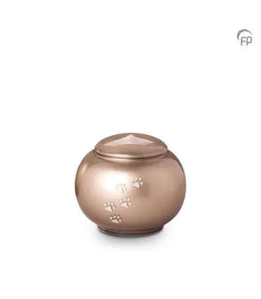 Kleine Glazen Dierenurn Bohemian Crystal Rond Pootafdrukjes Beige