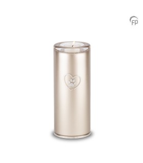 Medium Glazen Dierenurn Kaarsenhouder Bohemian Crystal Zilverkleurig Pootafdrukje in Hart