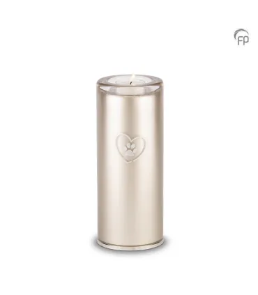 Medium Glazen Dierenurn Kaarsenhouder Bohemian Crystal Zilverkleurig Pootafdrukje in Hart