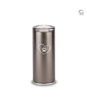 Medium Glazen Dierenurn Kaarsenhouder Bohemian Crystal Zwart Pootafdrukje in Hart