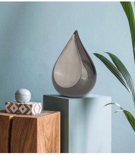 Grote Metalen Urn Antraciet Grijs 'Teardrop'