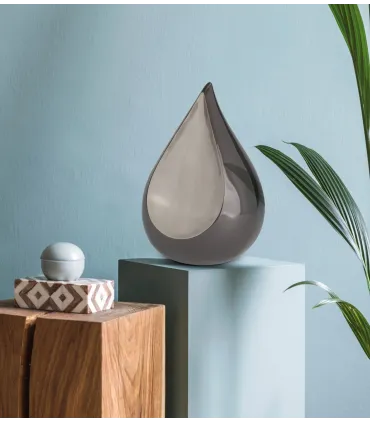 Grote Metalen Urn Antraciet Grijs 'Teardrop'