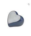 Metalen Mini Hart Urn Mat Zilverkleur met Blauw