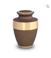 Grote Metalen Urn Bruin met Goudkleurige Banden