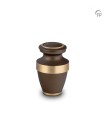 Metalen Mini Urn Bruin met Goudkleurige Banden