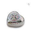 Metalen Mini Hart Urn Zilverkleur met Gekleurd Bloemenpatroon