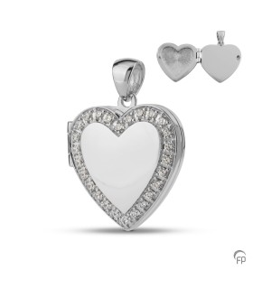 Zilveren Medaillon Zirkonia Hartje
