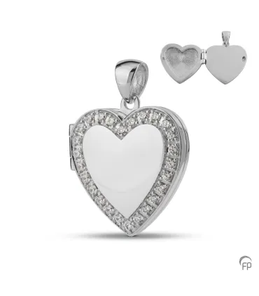 Zilveren Medaillon Zirkonia Hartje