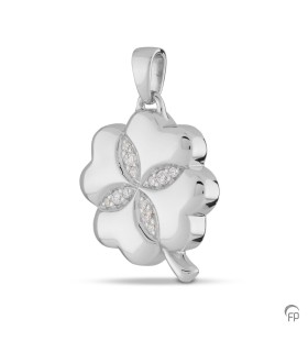 Zilveren Ashangerzirkonia Klavertje Vier