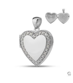 Zilveren Fingerprint Medaillon zirkonia Hartje