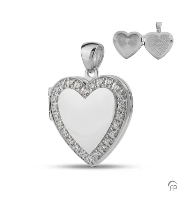 Zilveren Fingerprint Medaillon zirkonia Hartje