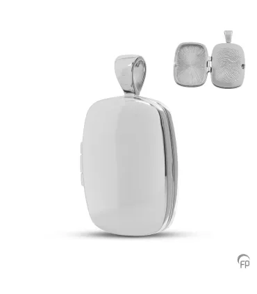 Zilveren Fingerprint Medaillon Rechthoekig