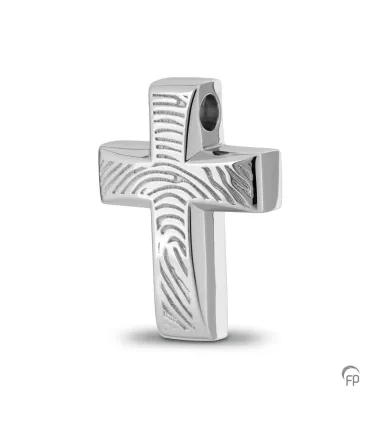Zilveren Fingerprint Ashanger Kruis