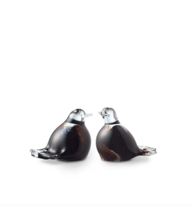 Glazen Memorie Urn Bird Bruin/Zwart/Wit