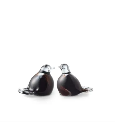 Glazen Memorie Urn Bird Bruin/Zwart/Wit