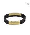Leren Gevlochten 'Memory of a Lifetime' Armband Zwart Goudkleurig RVS