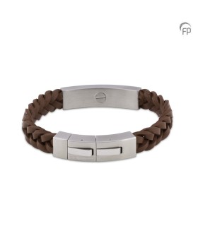 Leren Gevlochten 'Memory of a Lifetime' Armband Bruin RVS