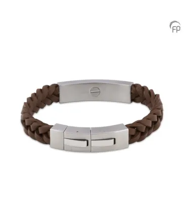 Leren Gevlochten 'Memory of a Lifetime' Armband Bruin RVS