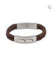 Leren Gevlochten 'Memory of a Lifetime' Armband Bruin RVS