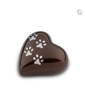 Metalen Mini Dieren Hart Urn Pootjes Bruin