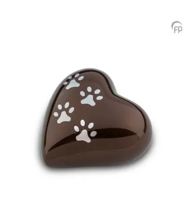 Metalen Mini Dieren Hart Urn Pootjes Bruin