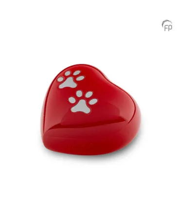 Metalen Mini Dieren Hart Urn Pootjes Rood